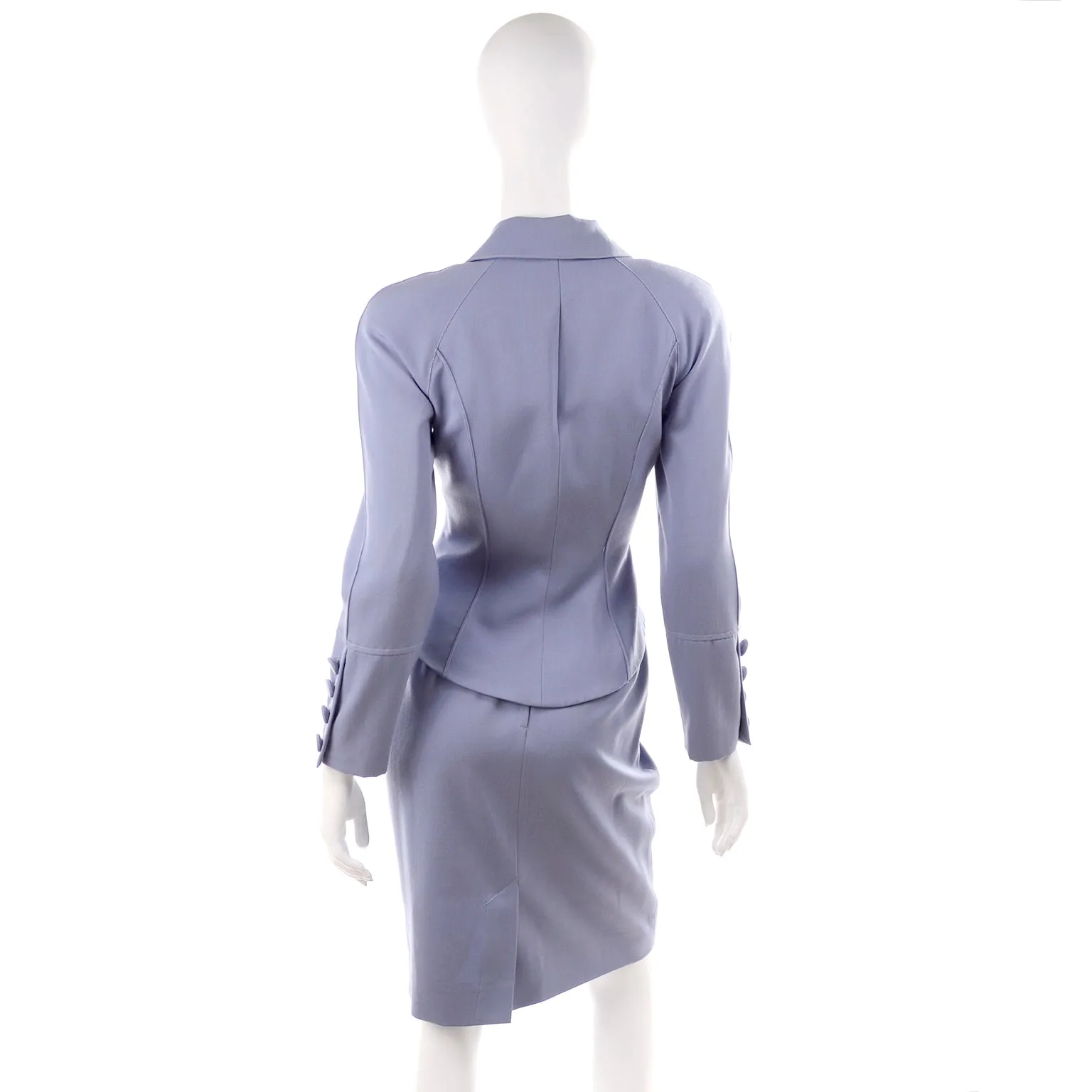 1980s Albert Nipon Vintage Periwinkle Blue Skirt & Jacket Suit
