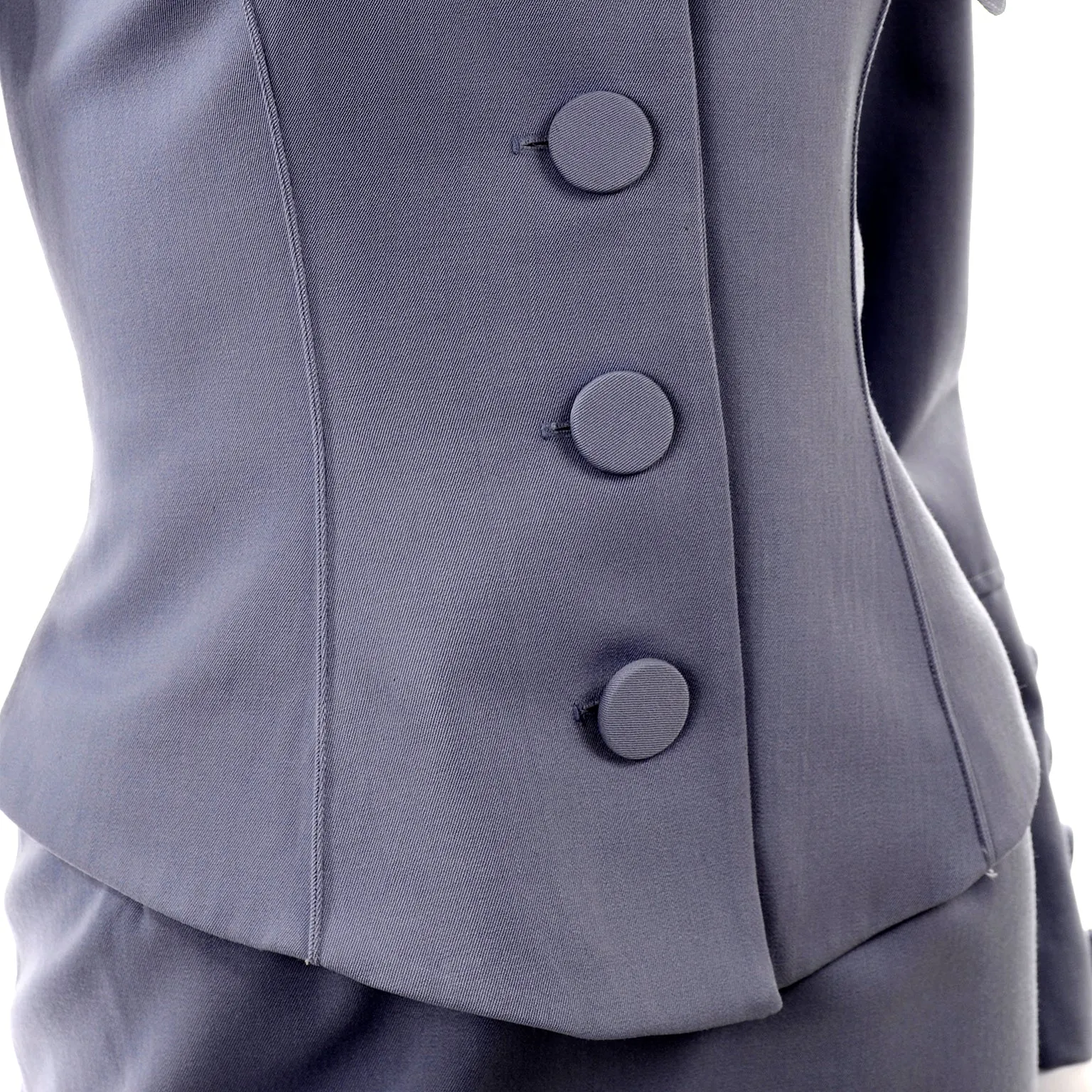 1980s Albert Nipon Vintage Periwinkle Blue Skirt & Jacket Suit