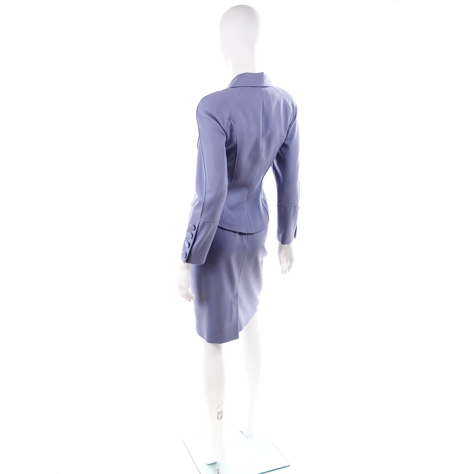 1980s Albert Nipon Vintage Periwinkle Blue Skirt & Jacket Suit