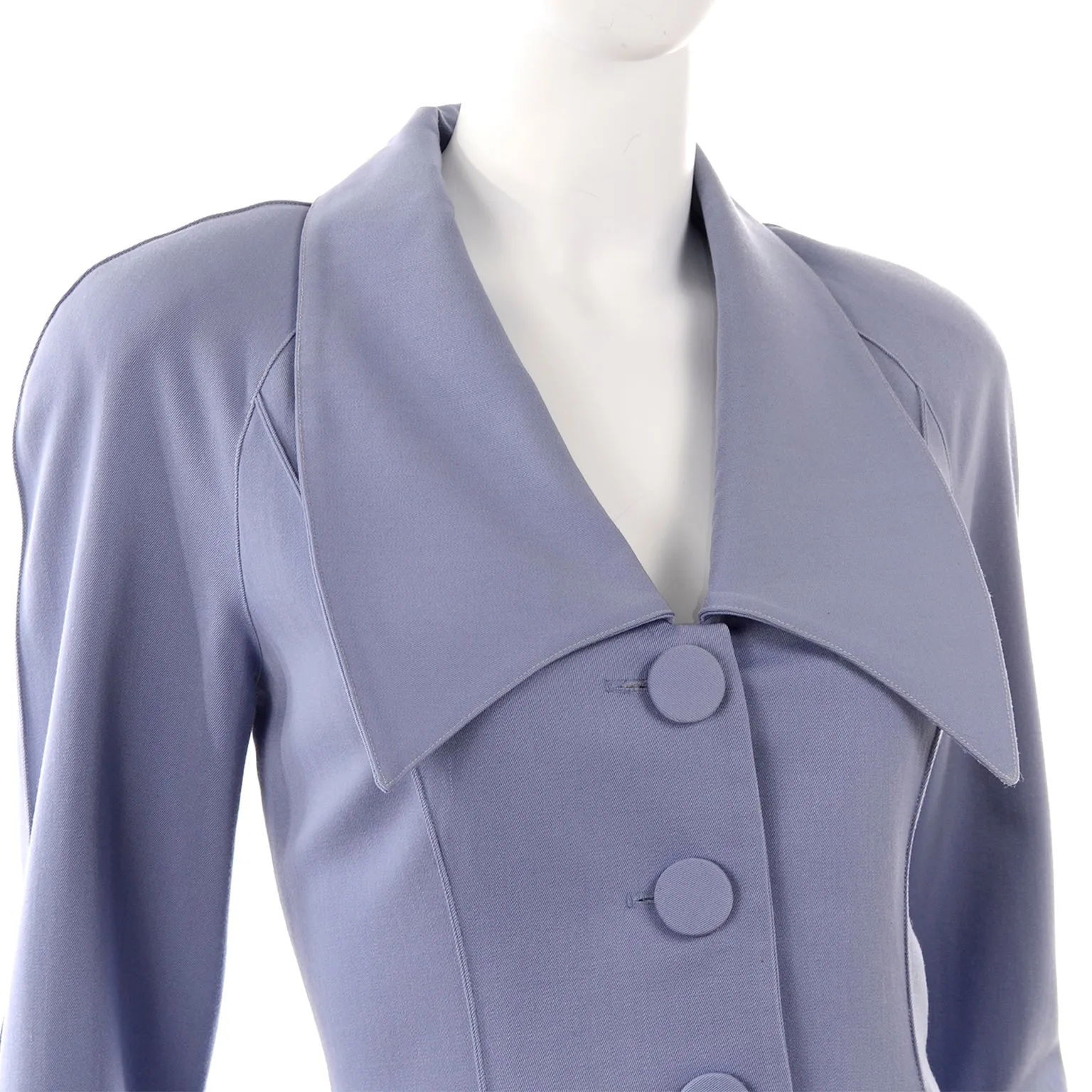 1980s Albert Nipon Vintage Periwinkle Blue Skirt & Jacket Suit