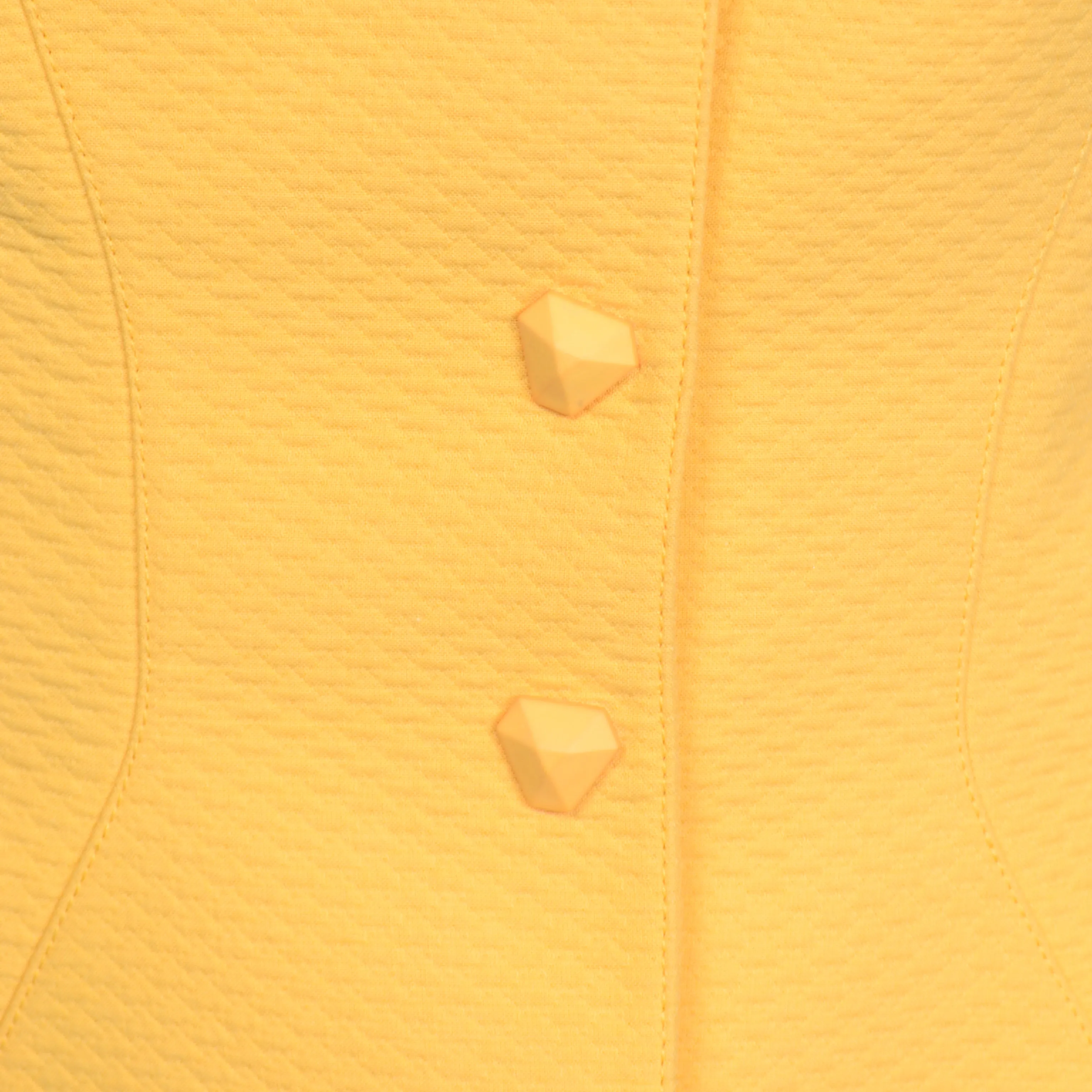 1980s Thierry Mugler Paris Vintage Yellow Skirt & Peplum Blazer Suit W/ Cutwork