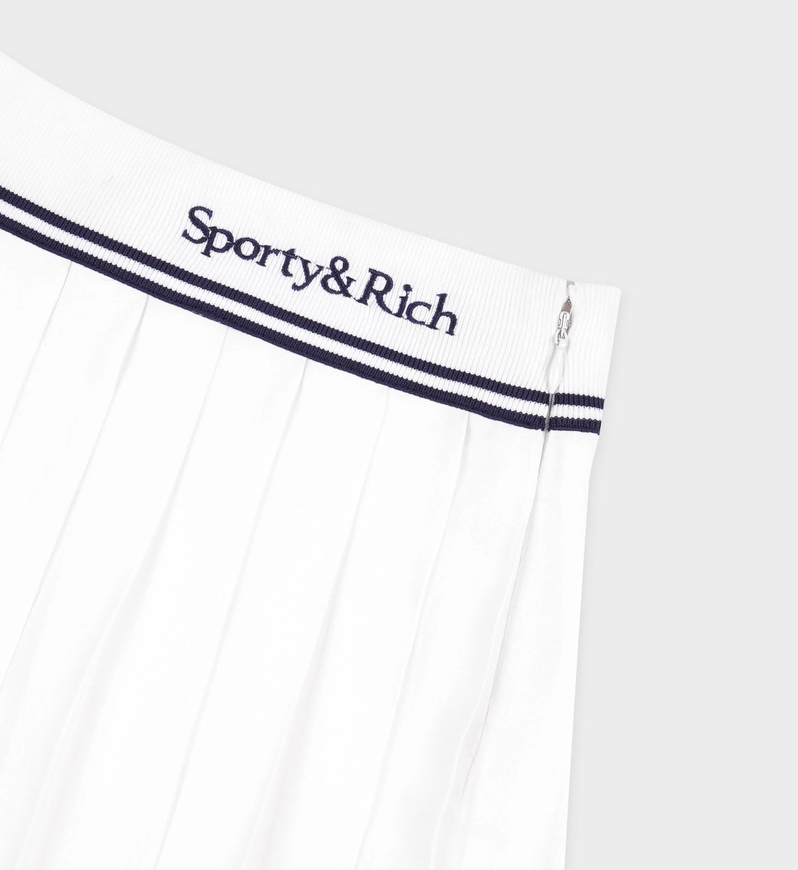 Abigail Pleated Skirt - Off White/Navy