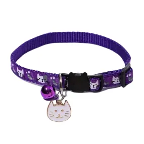 Adjustable Anti-Choke Cat Collar With Bell - Purple/Large