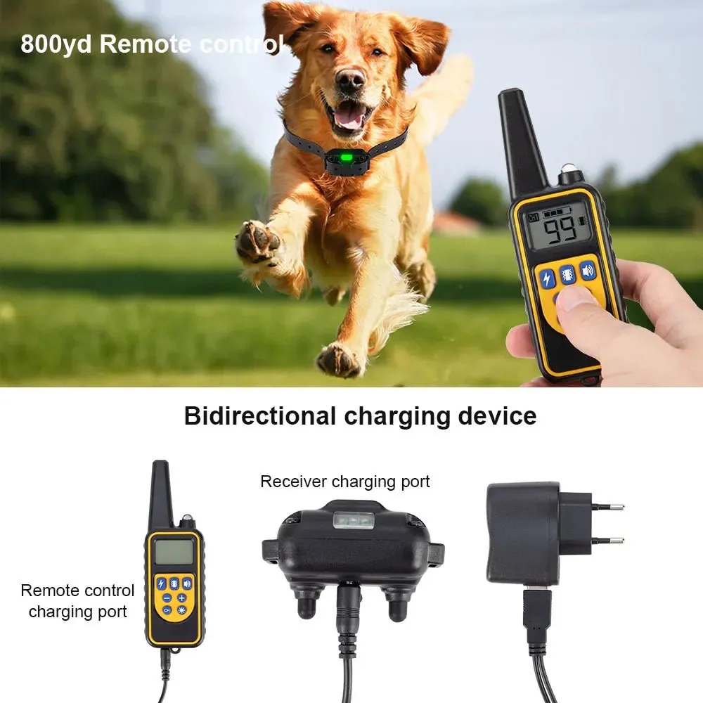 AnniePaw 800m Digital Dog Training Collar Waterproof Rechargeable Remote Control Pet with LCD Display for All Size Shock Vibration Sound