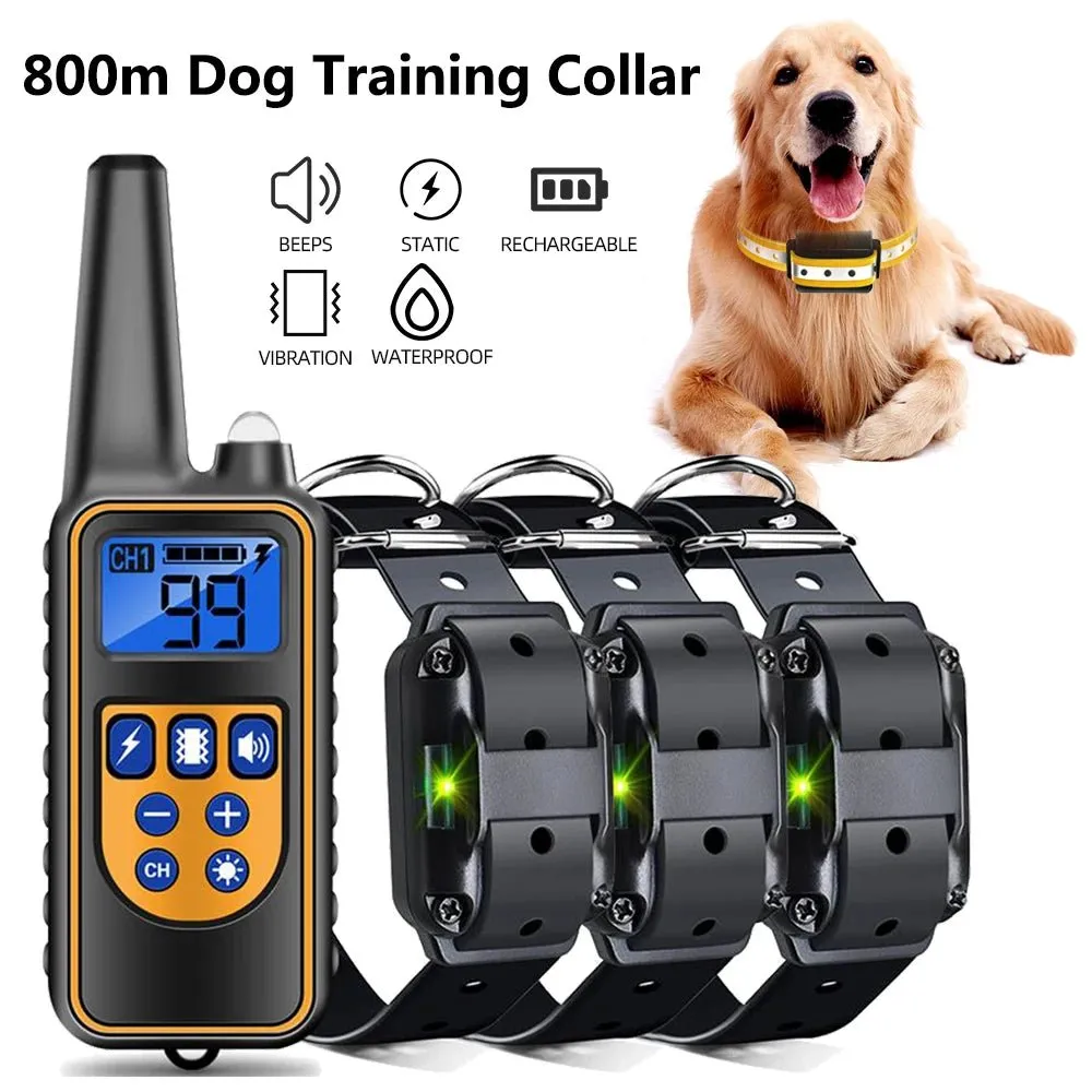 AnniePaw 800m Digital Dog Training Collar Waterproof Rechargeable Remote Control Pet with LCD Display for All Size Shock Vibration Sound
