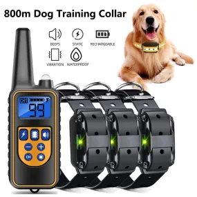 AnniePaw 800m Digital Dog Training Collar Waterproof Rechargeable Remote Control Pet with LCD Display for All Size Shock Vibration Sound
