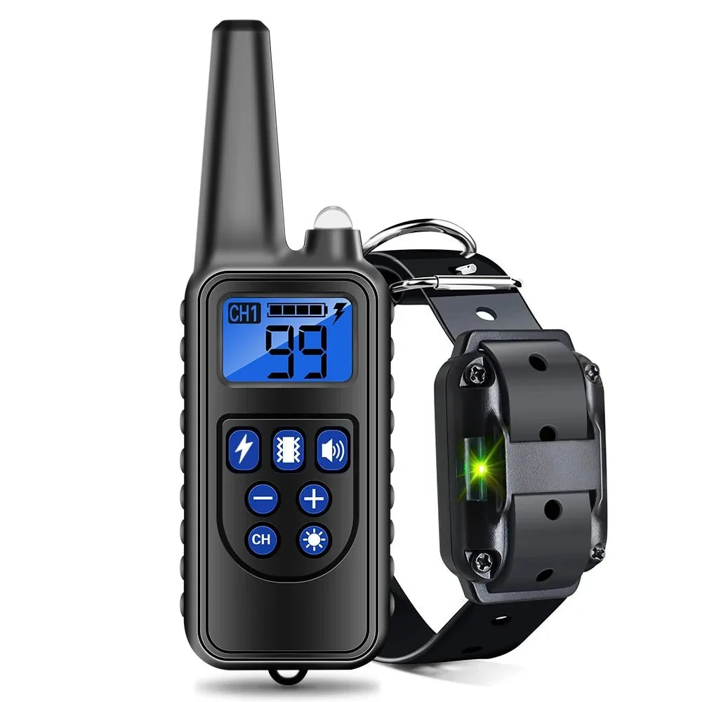 AnniePaw 800m Digital Dog Training Collar Waterproof Rechargeable Remote Control Pet with LCD Display for All Size Shock Vibration Sound