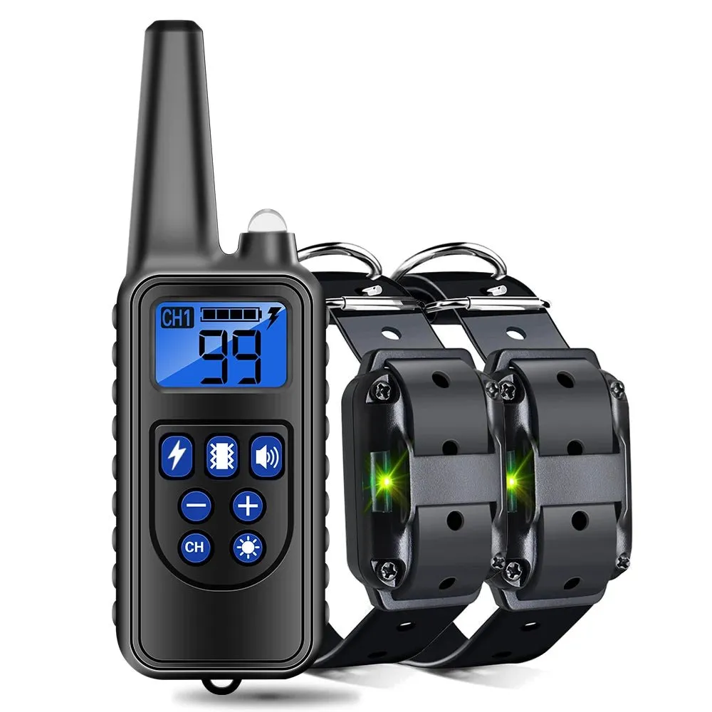 AnniePaw 800m Digital Dog Training Collar Waterproof Rechargeable Remote Control Pet with LCD Display for All Size Shock Vibration Sound