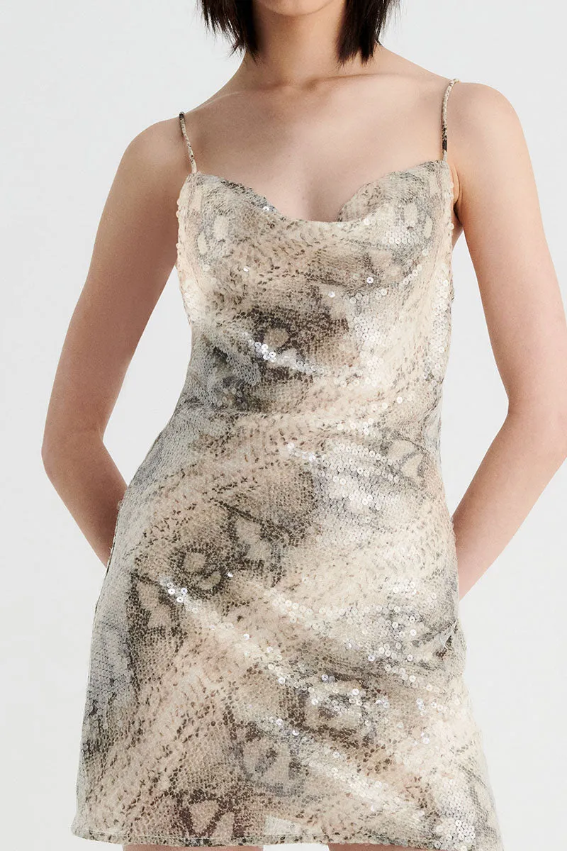 Aquarius Cowl Neck Strappy Mini Dress