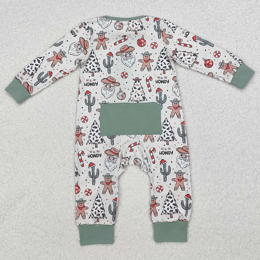 Baby Infant Boys Rompers Christmas Howdy Western Zip Rompers LR1674