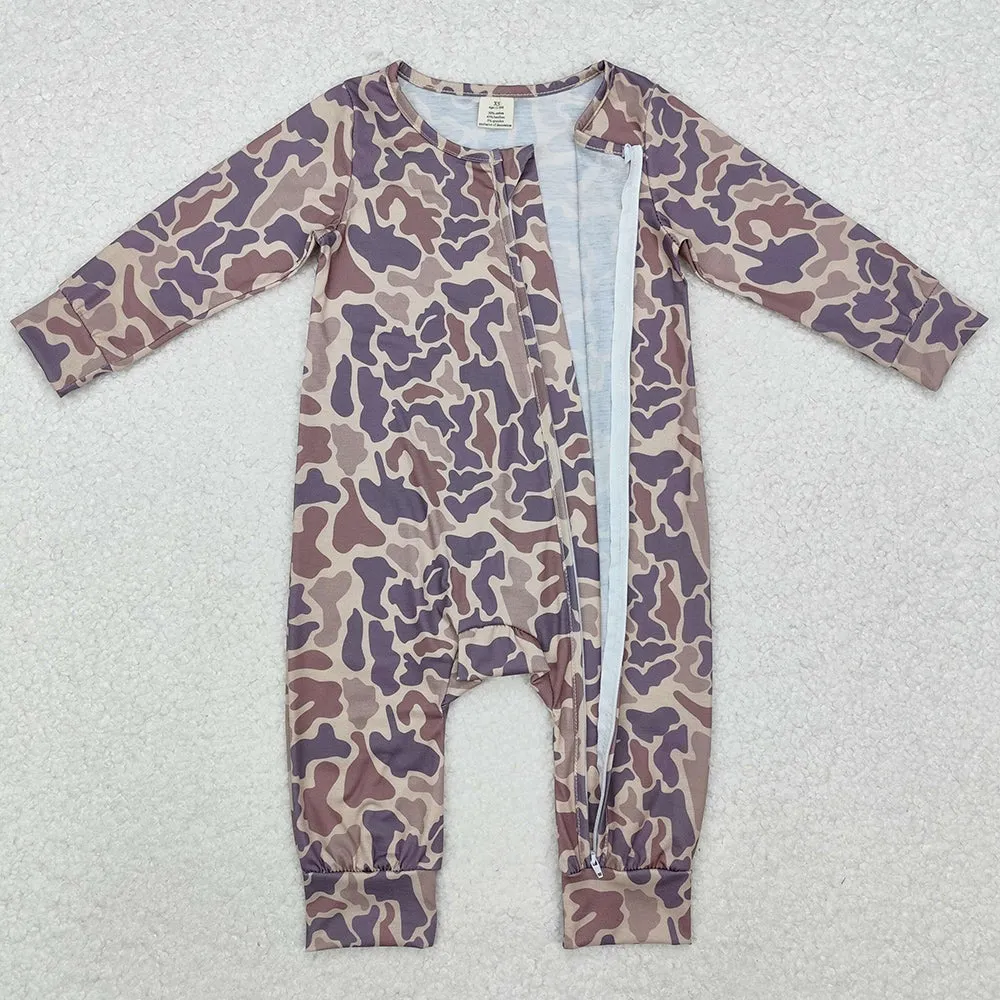 Baby Infant Boys Rompers Grey Camo Long Sleeve Zip Rompers LR2050