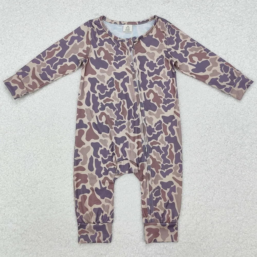 Baby Infant Boys Rompers Grey Camo Long Sleeve Zip Rompers LR2050