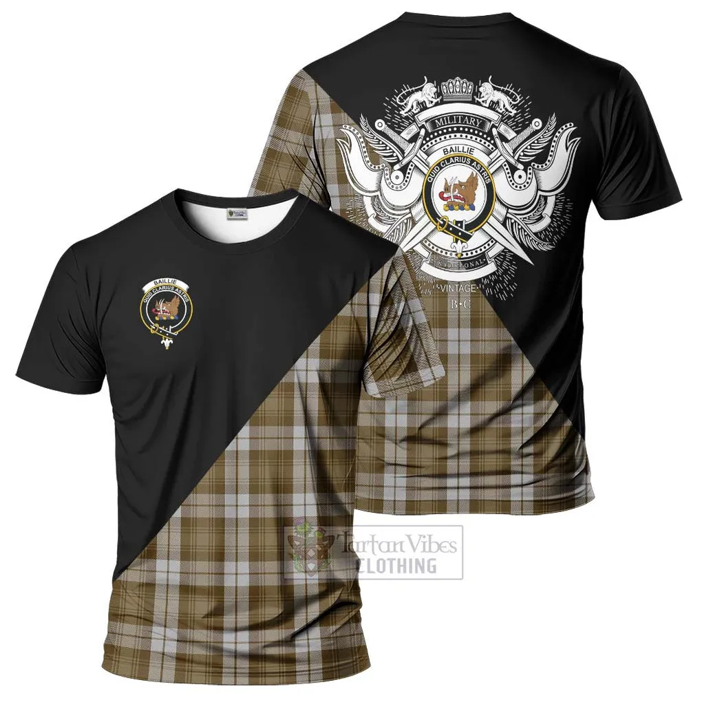 Baillie Dress Tartan T-Shirt with Family Crest and Military Logo Style