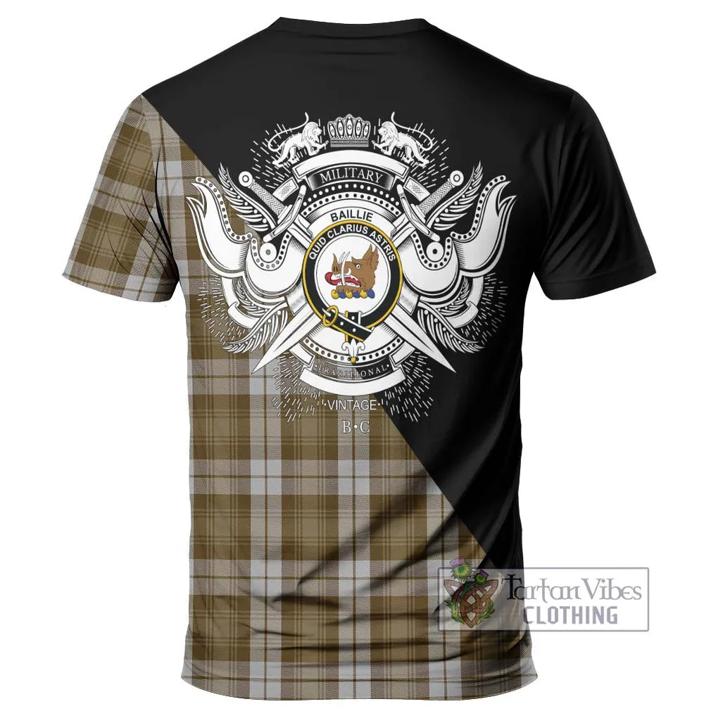 Baillie Dress Tartan T-Shirt with Family Crest and Military Logo Style