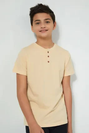 Beige Henley T-Shirt