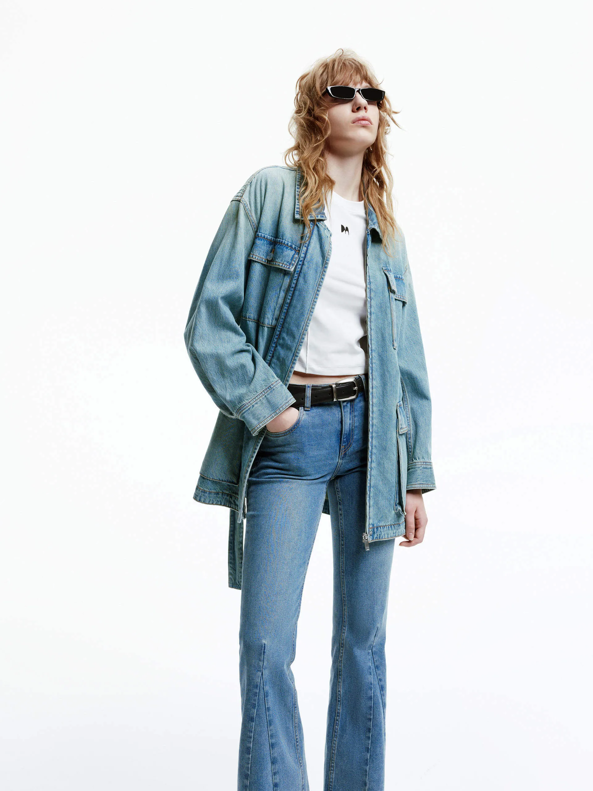 Belt Detail Denim Jacket