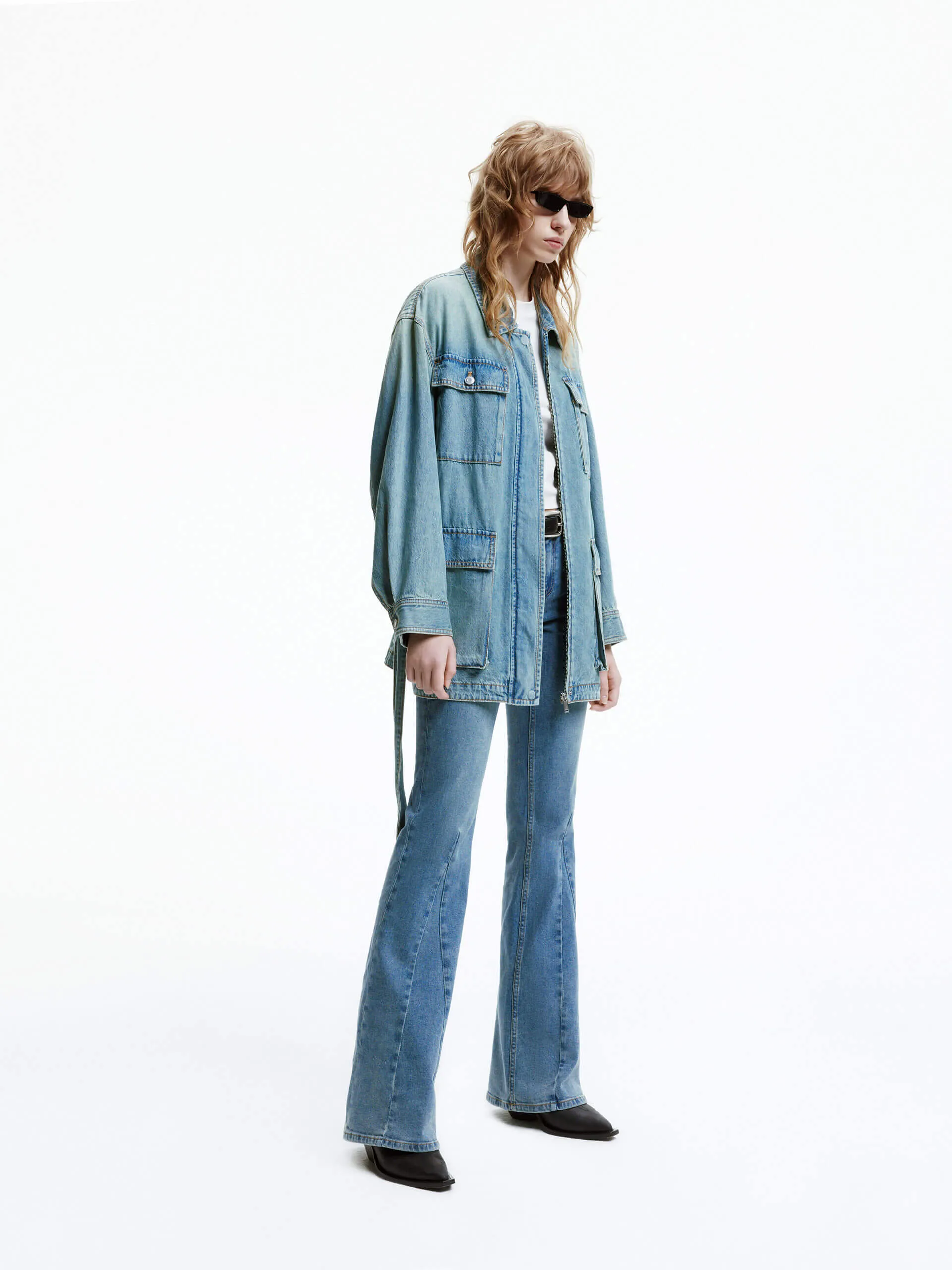 Belt Detail Denim Jacket
