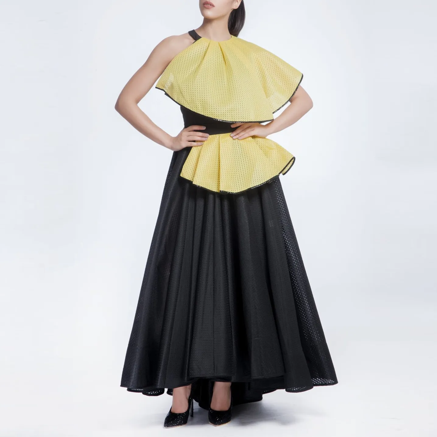 Black Pleated Long Skirt