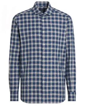 Blue and White Plaid Light Flannel Sport Shirt