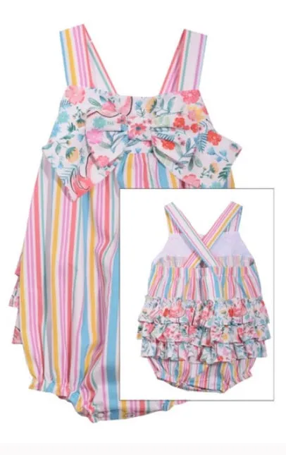 Bonnie Baby Stripe Floral Bubble Suit