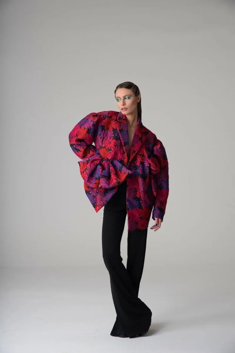 BOW FLORAL PRINT JACKET