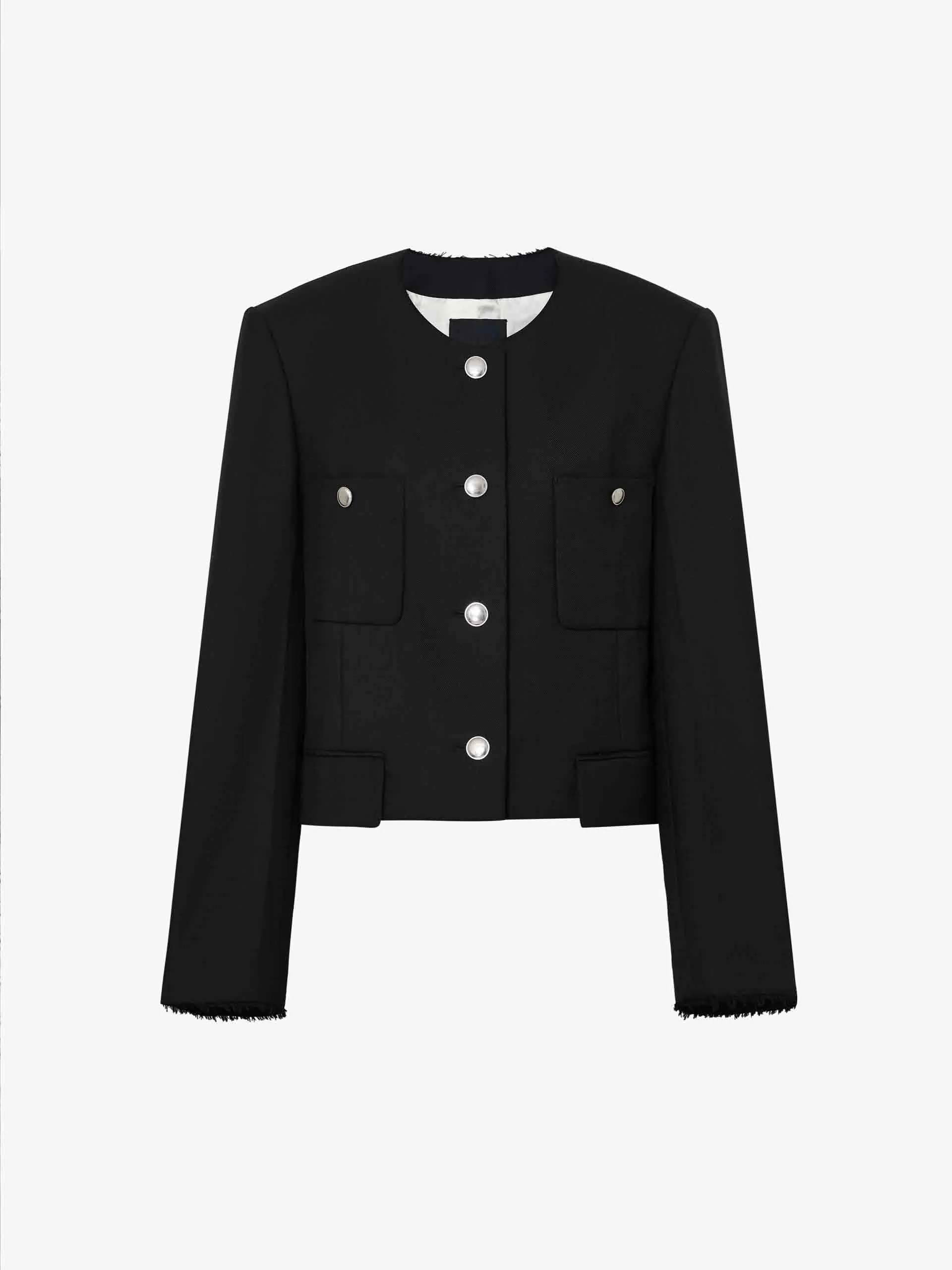 Boxy Fit Collarless Jacket