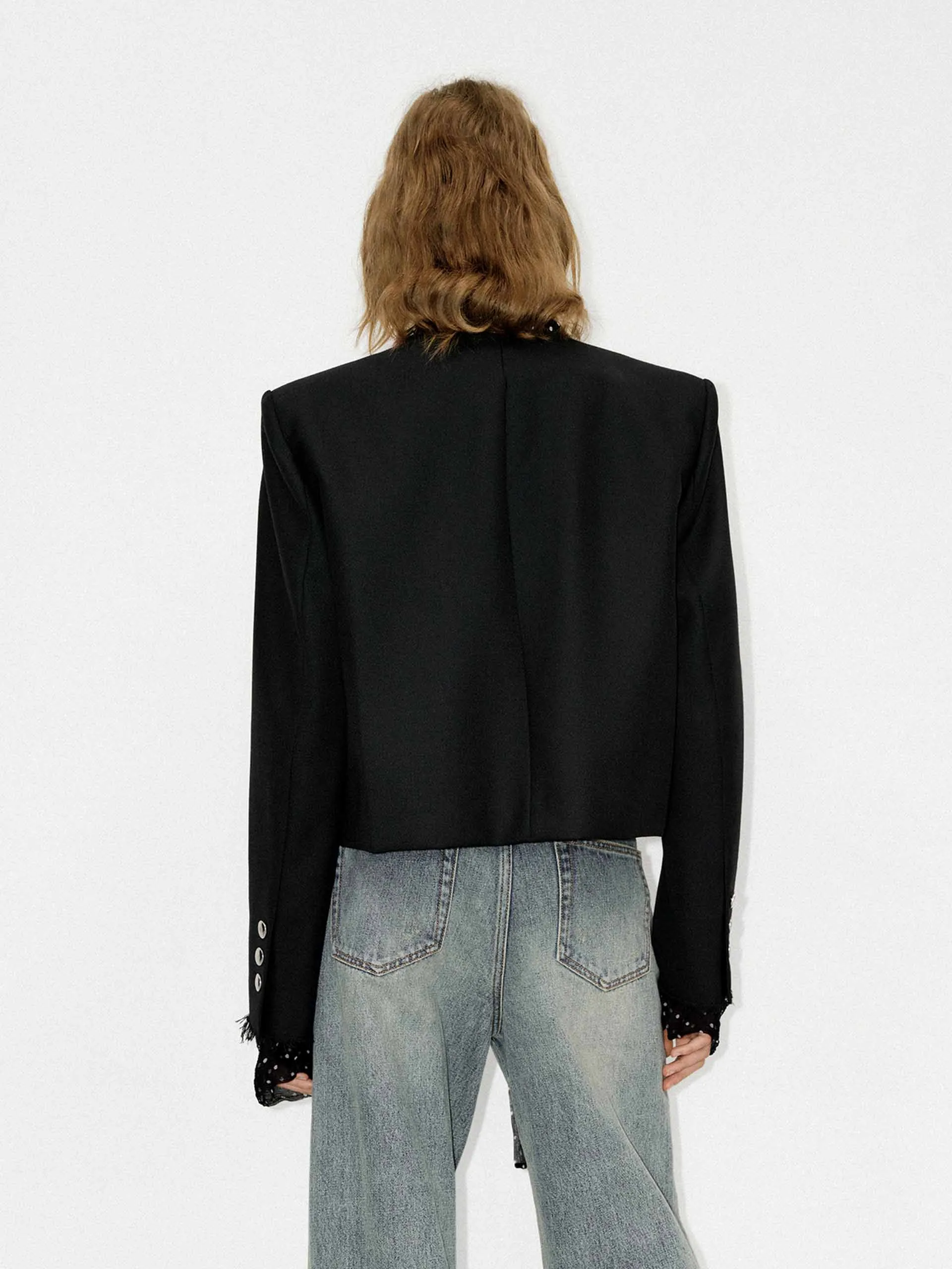 Boxy Fit Collarless Jacket