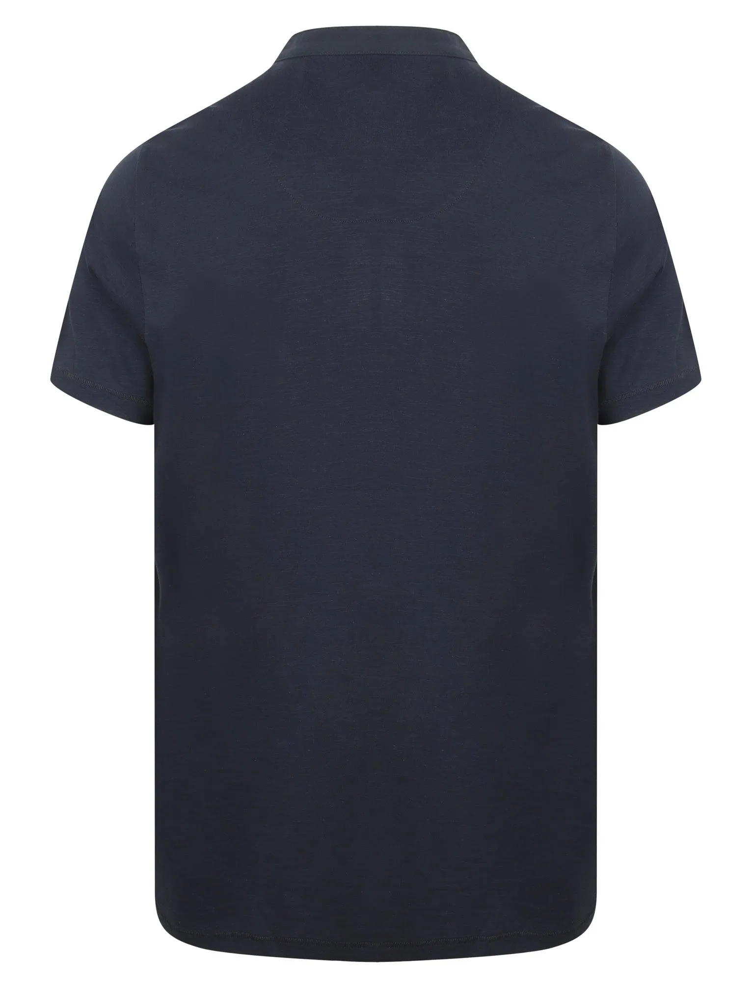 Canal Henley Y Neck Cotton Slub T-Shirt in Mood Indigo - South Shore