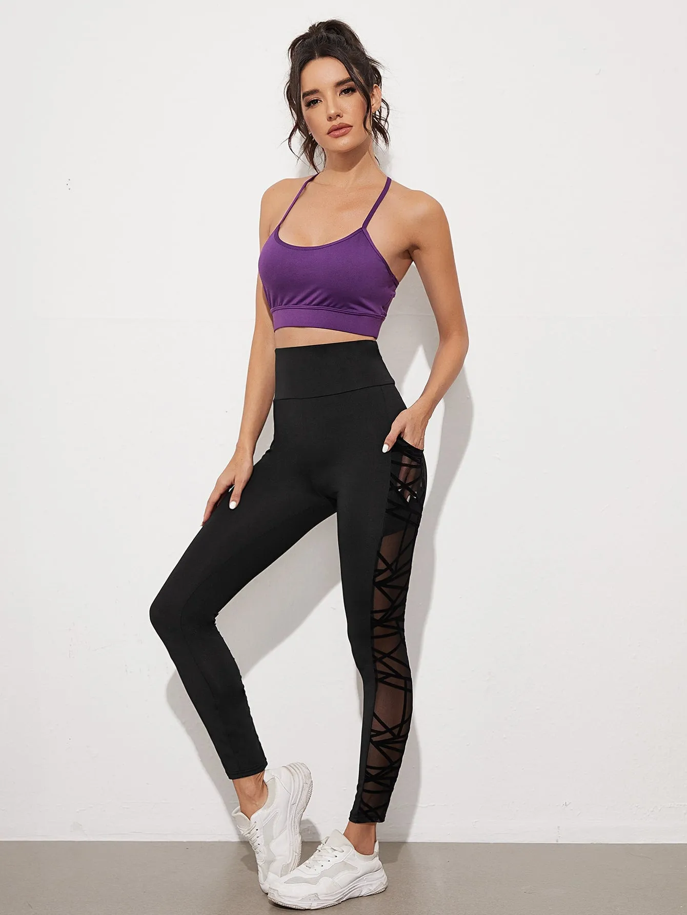 Casual Plain Pocket Cropped Women Leggings