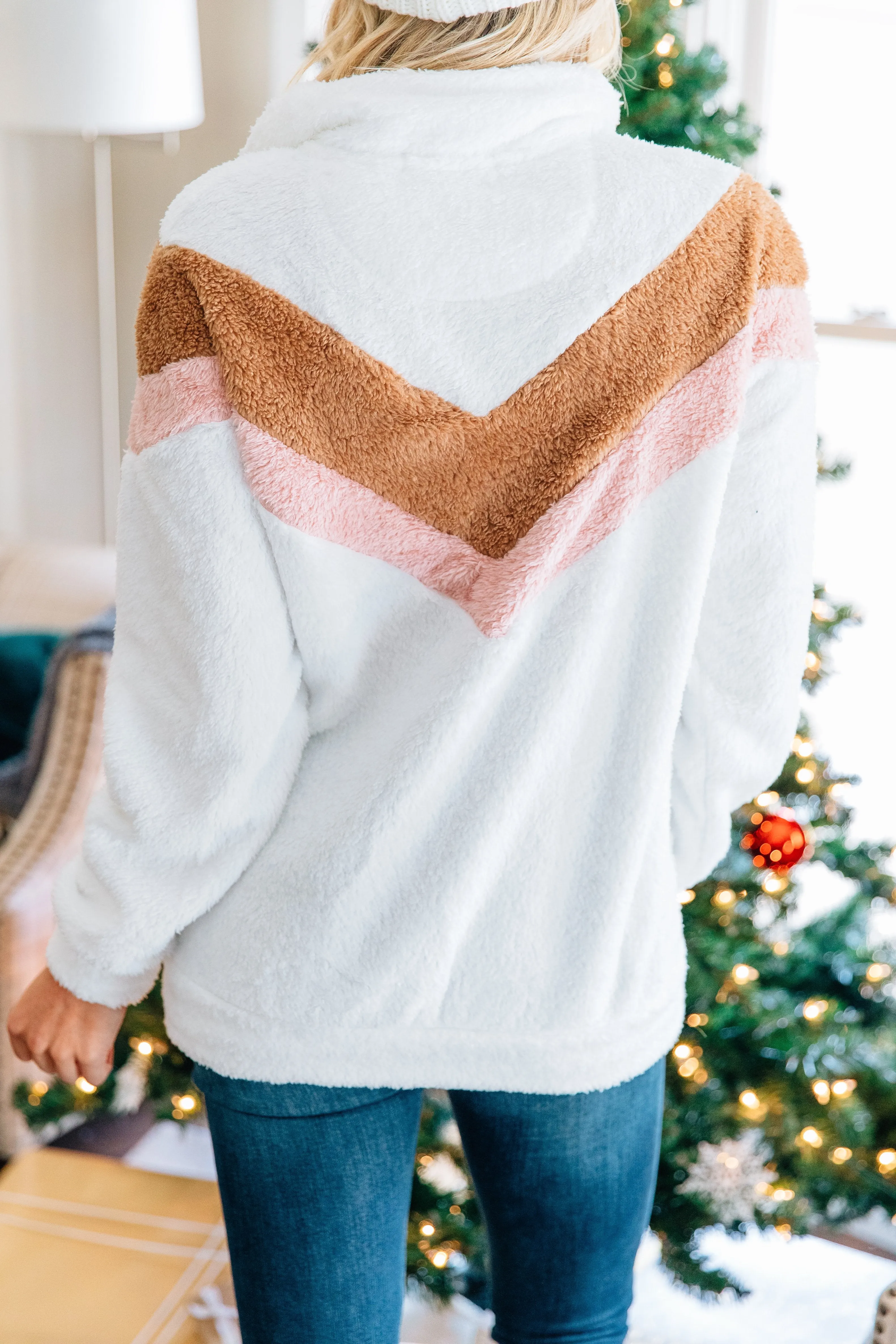 Catching The Vibes White Chevron Pullover