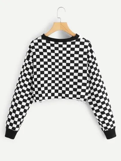 Checkered pullover fashion sweatshirt
