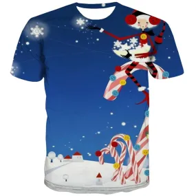 Christmas T-shirt Men Snowflake T-shirts Graphic Party Tshirt Anime Harajuku Tshirt Printed