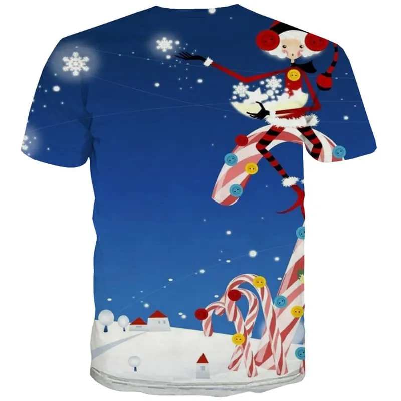 Christmas T-shirt Men Snowflake T-shirts Graphic Party Tshirt Anime Harajuku Tshirt Printed