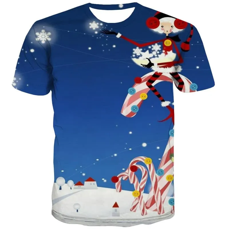 Christmas T-shirt Men Snowflake T-shirts Graphic Party Tshirt Anime Harajuku Tshirt Printed