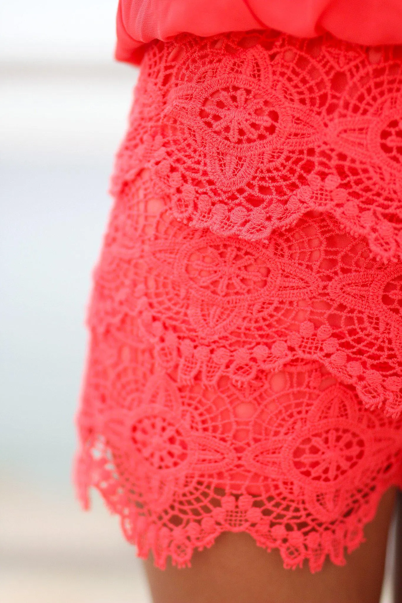 Coral Crochet Romper