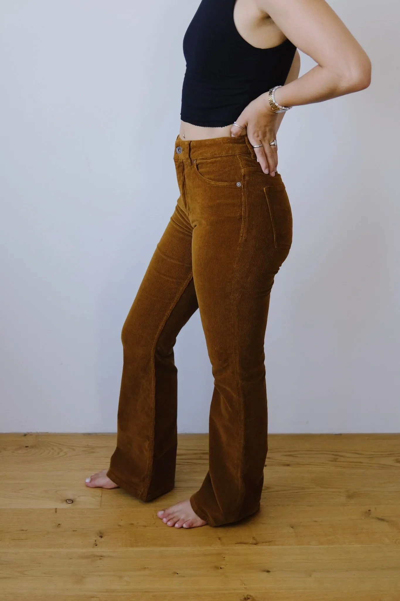 corduroy pants - lisette flare - caramel