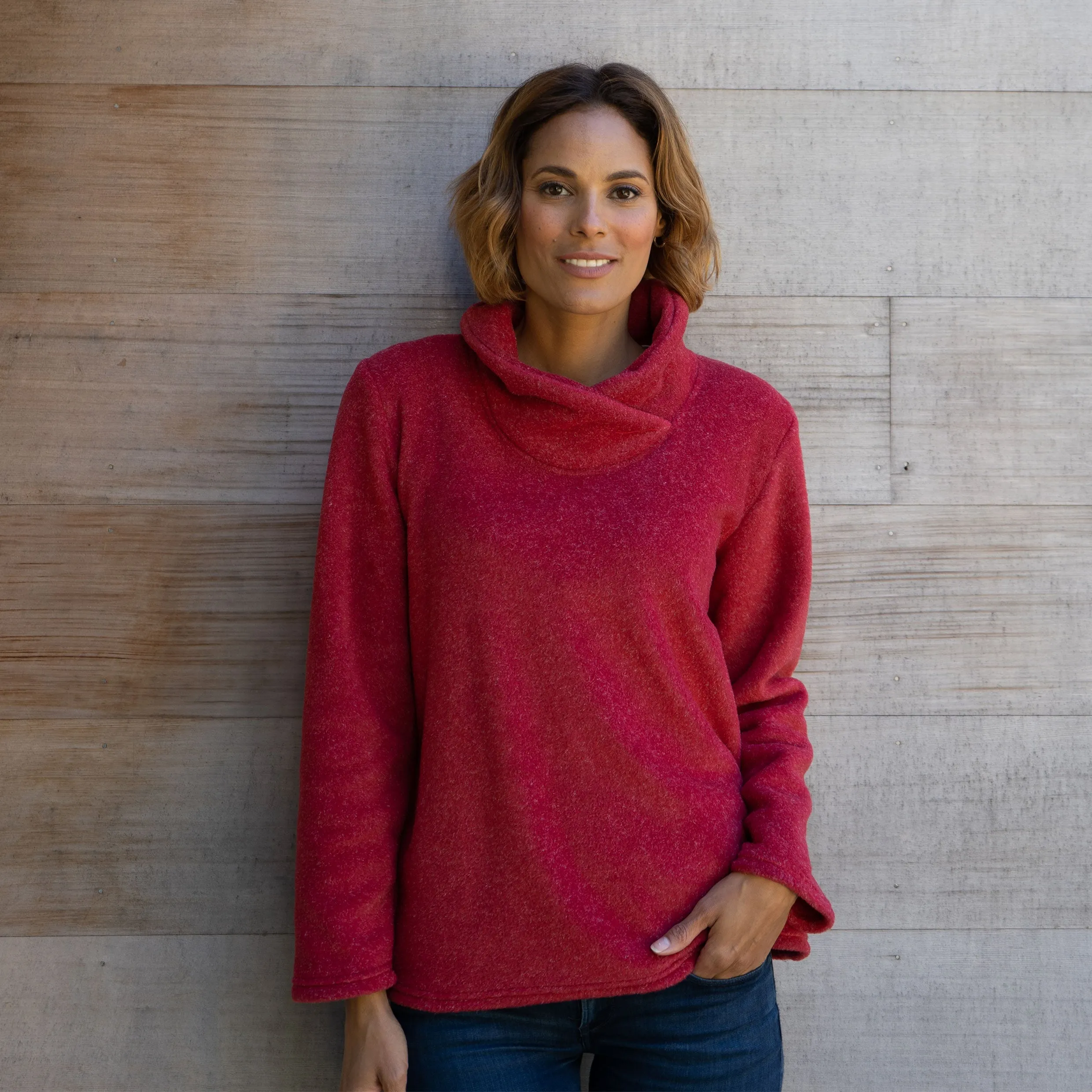Cowl Neck Fleece Pullover