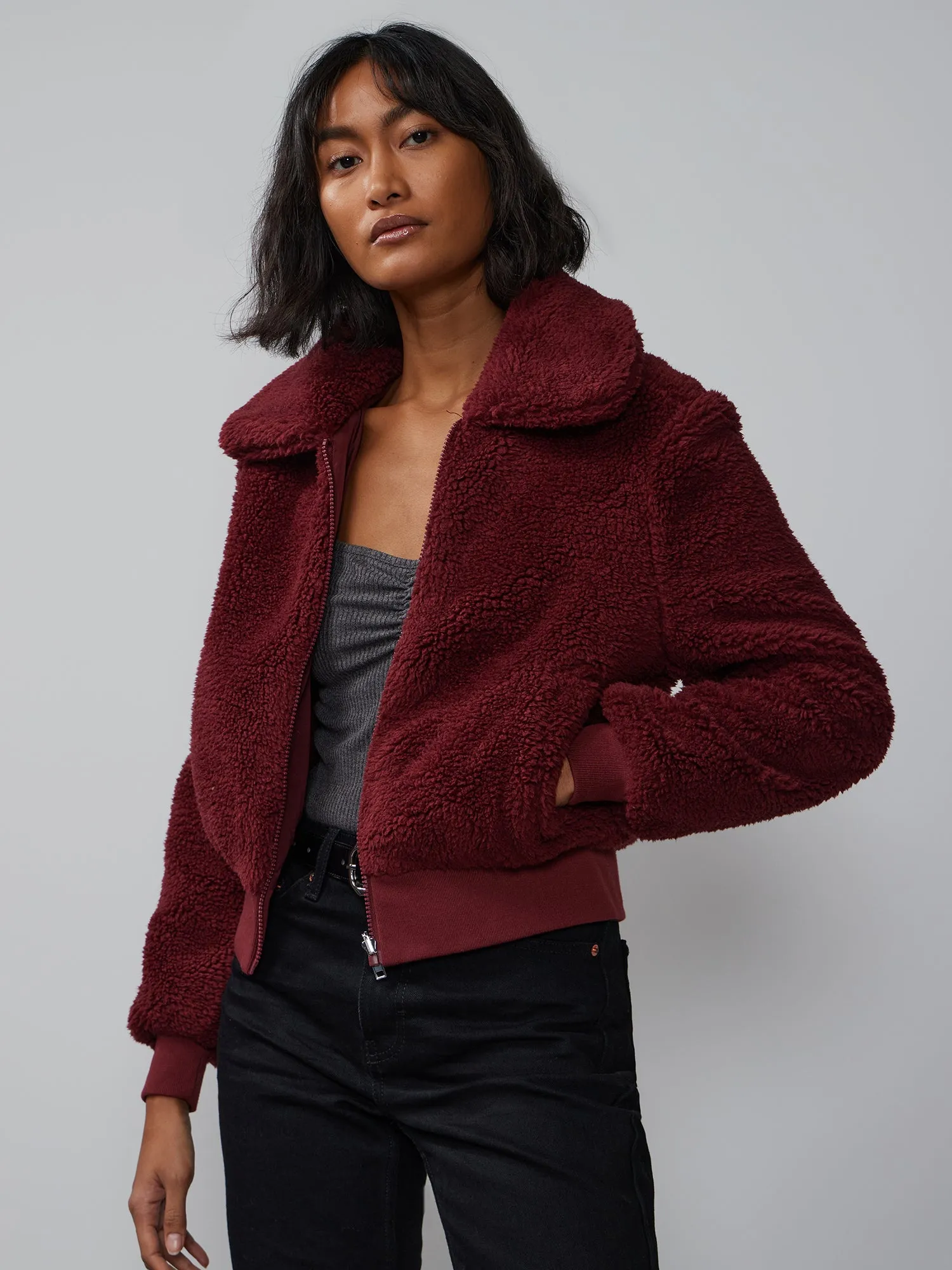 Cozy Faux-Fur Bomber Jacket
