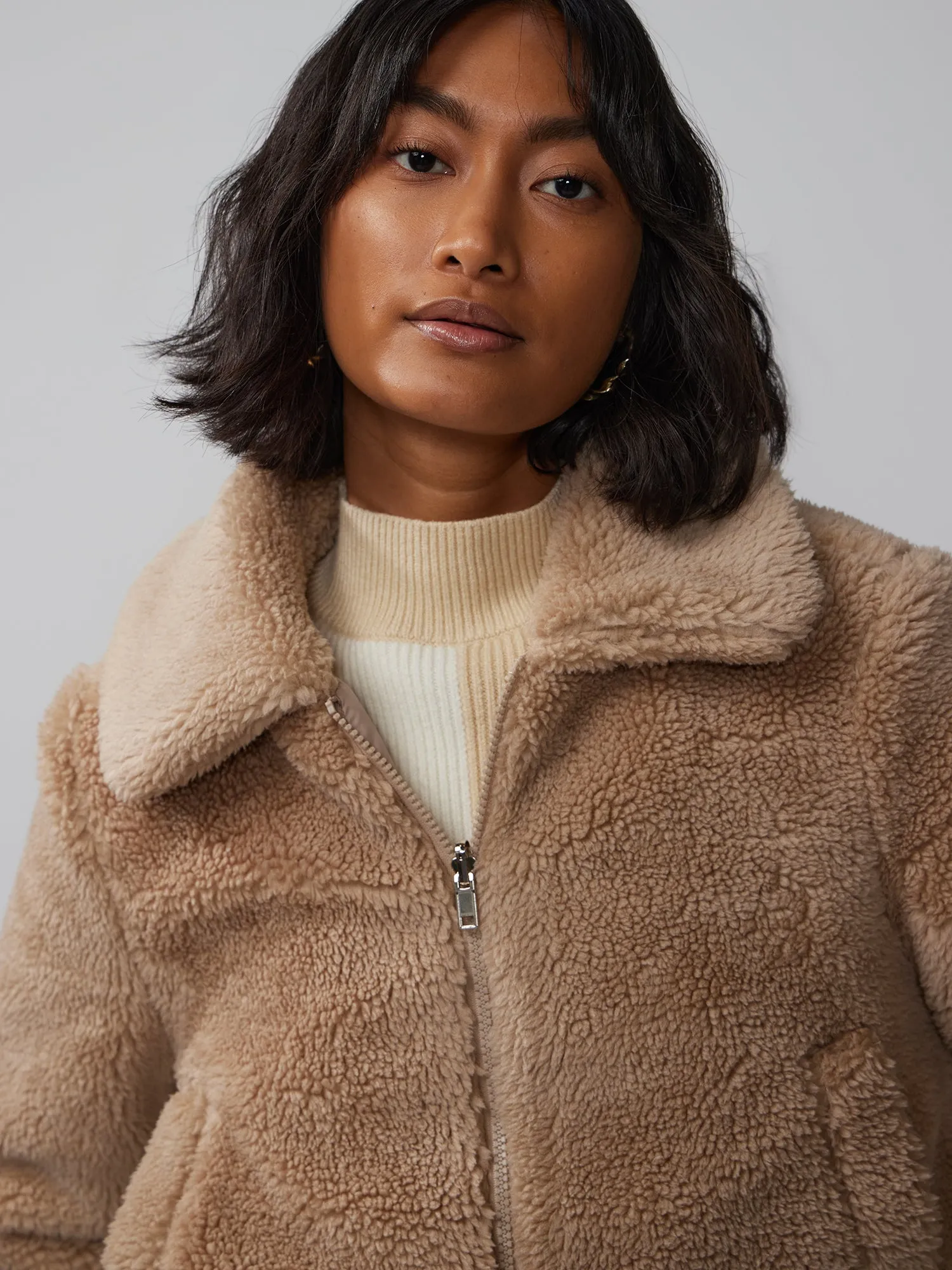 Cozy Faux-Fur Bomber Jacket