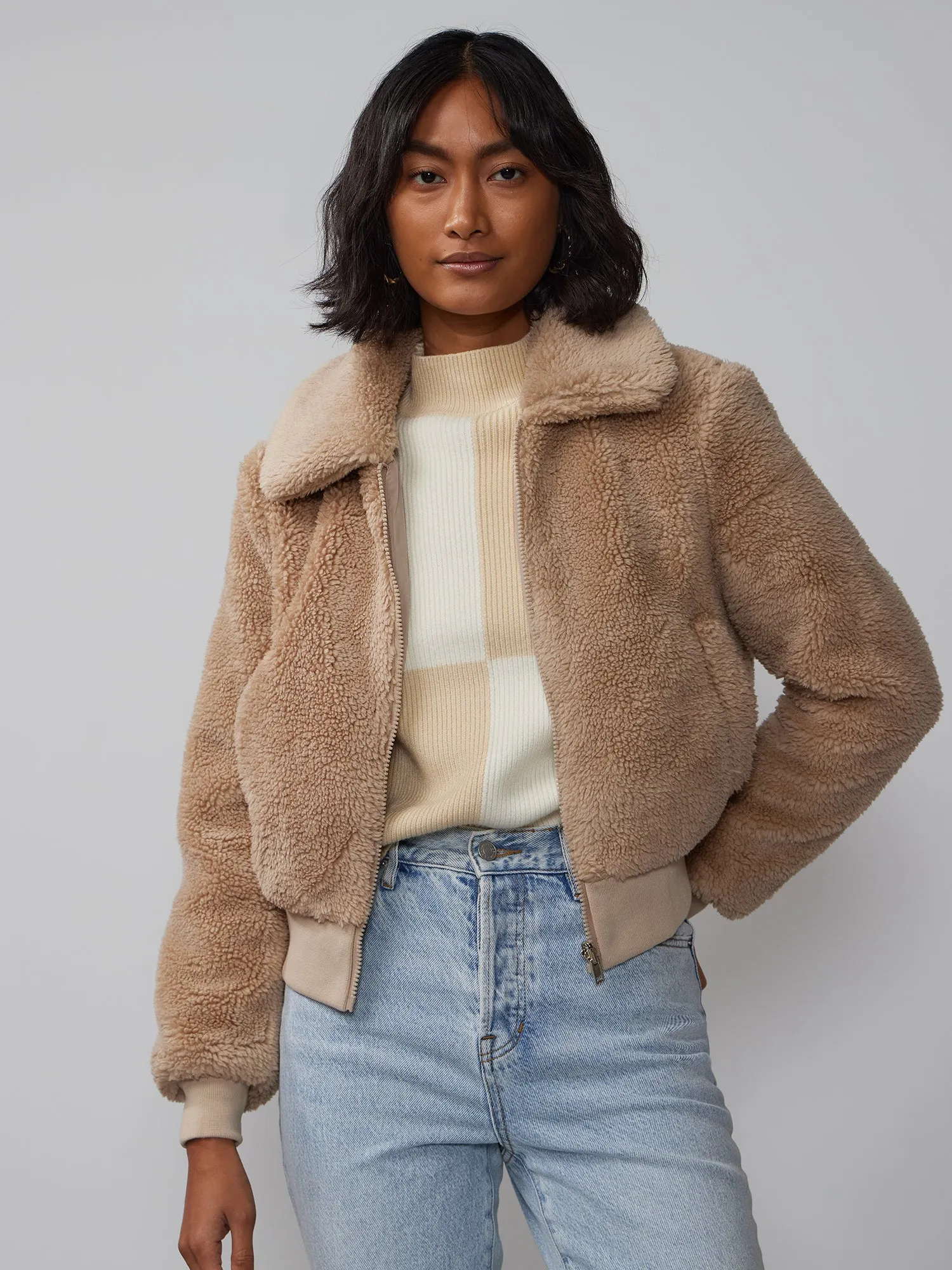 Cozy Faux-Fur Bomber Jacket