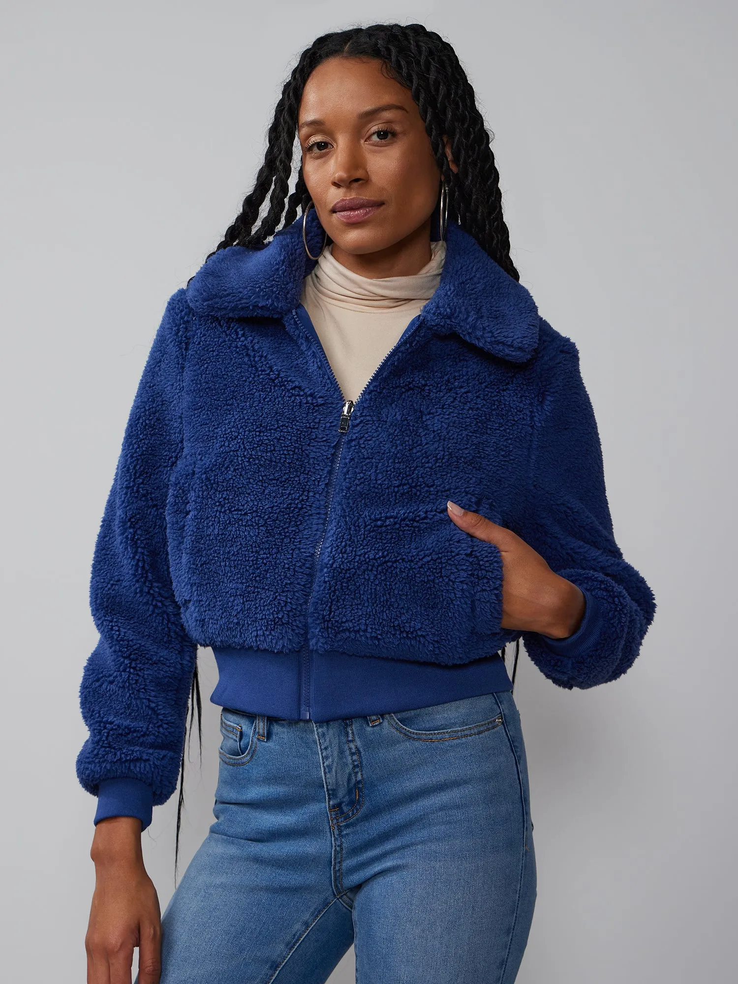 Cozy Faux-Fur Bomber Jacket