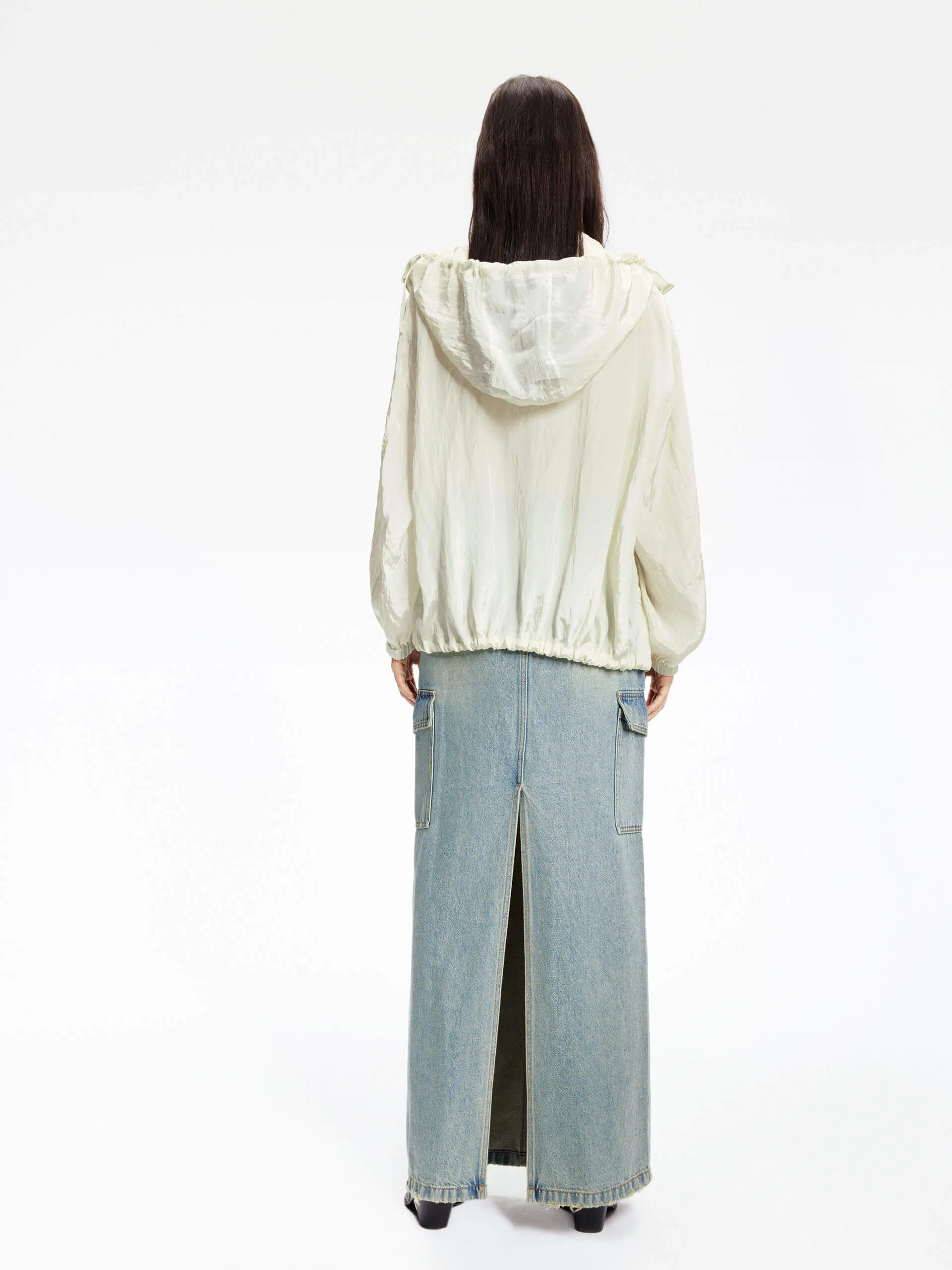 Crinkled Textured Hood Jacket
