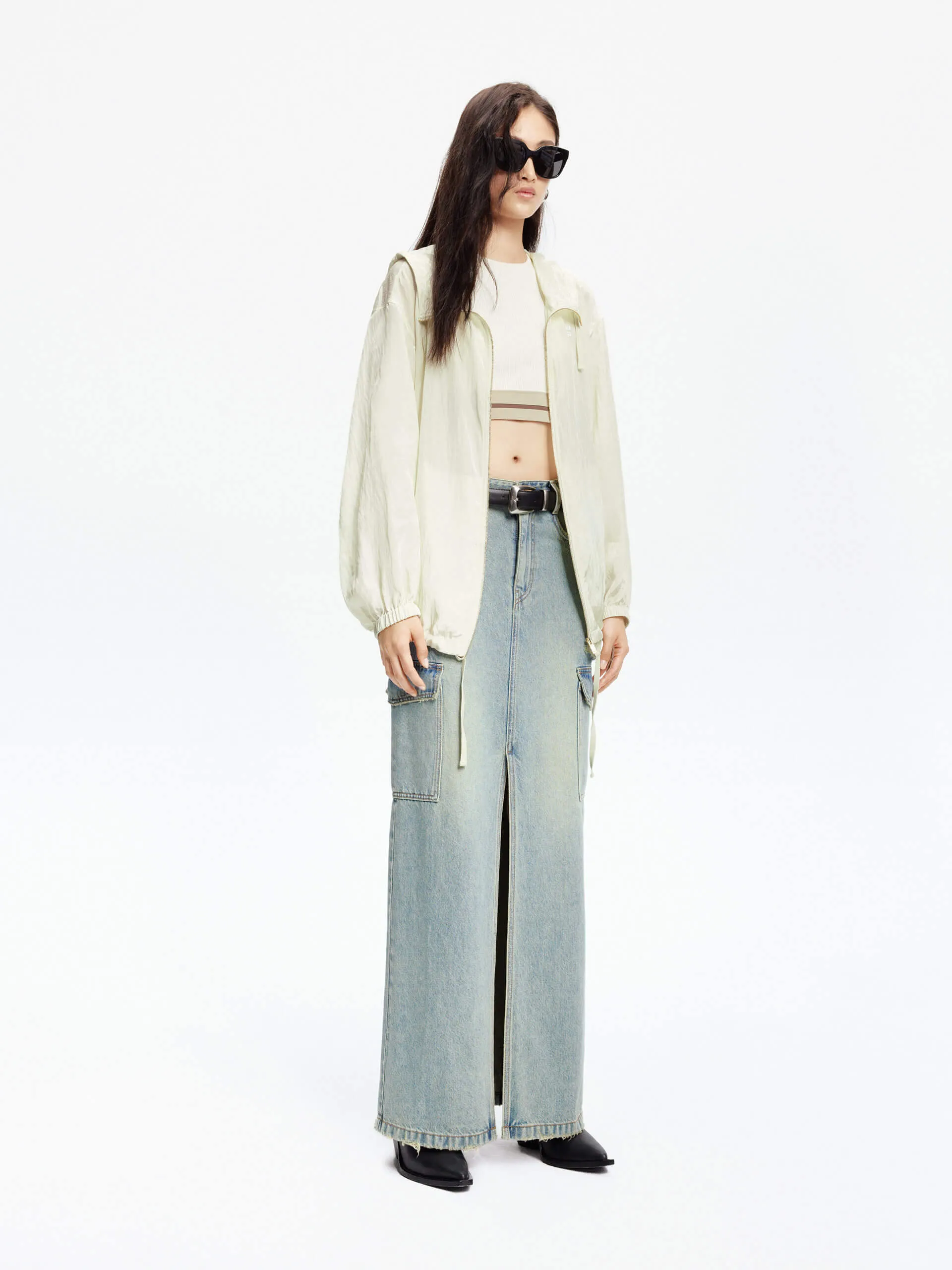 Crinkled Textured Hood Jacket