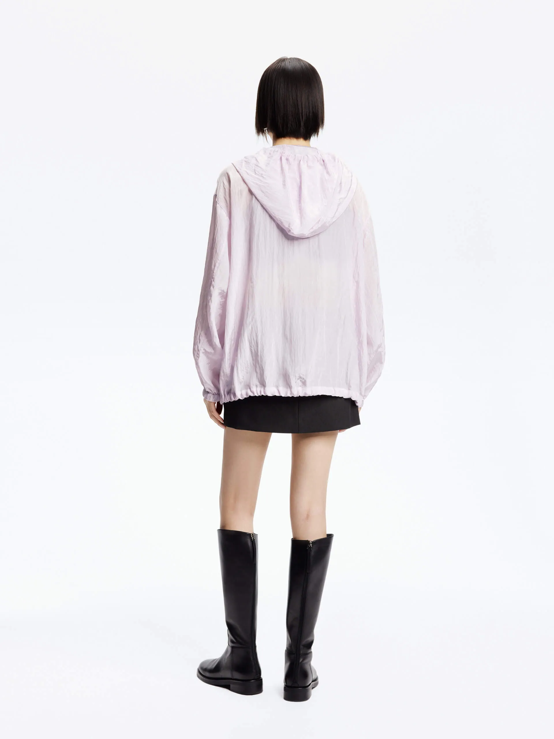 Crinkled Textured Hood Jacket