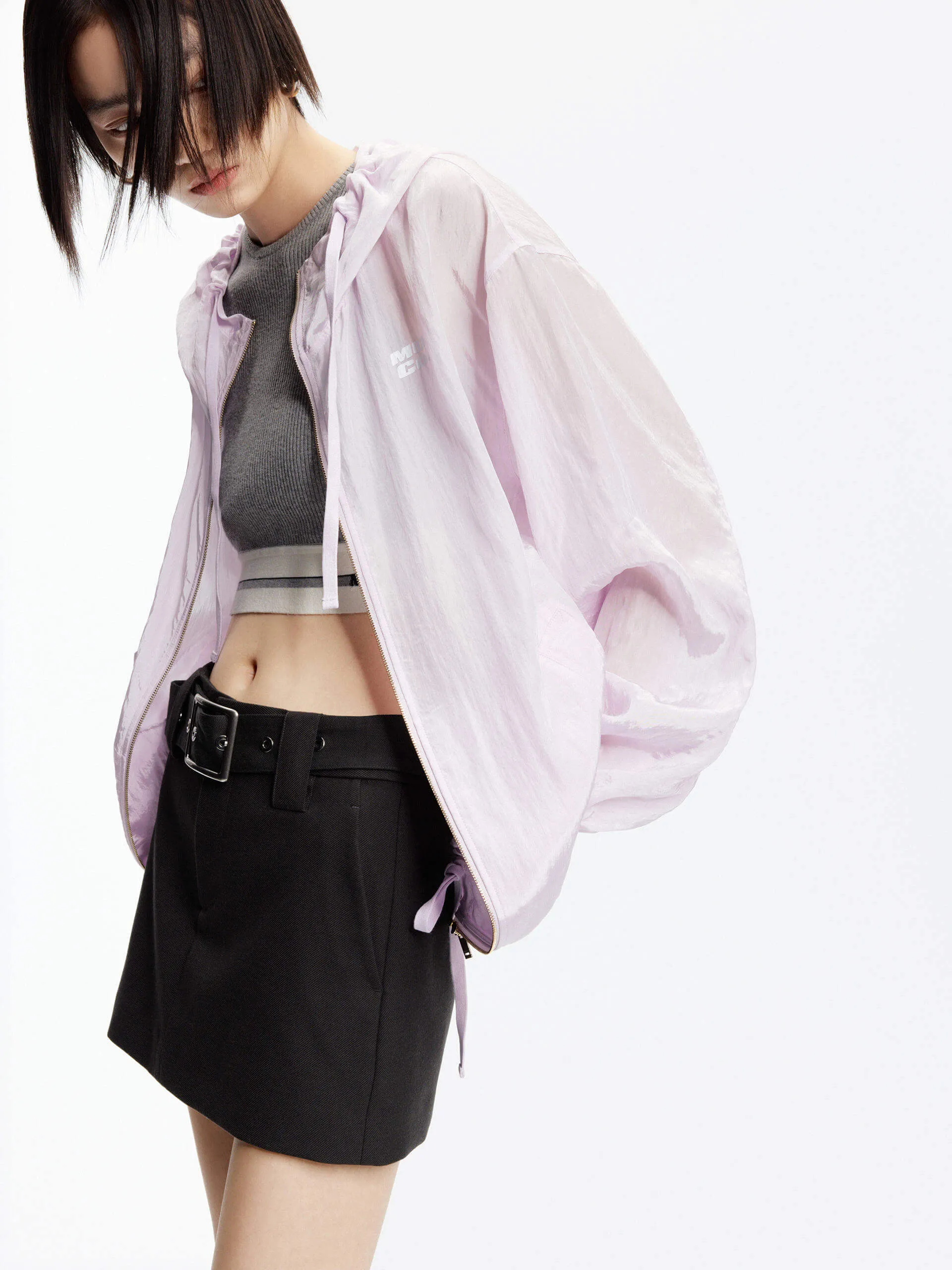 Crinkled Textured Hood Jacket