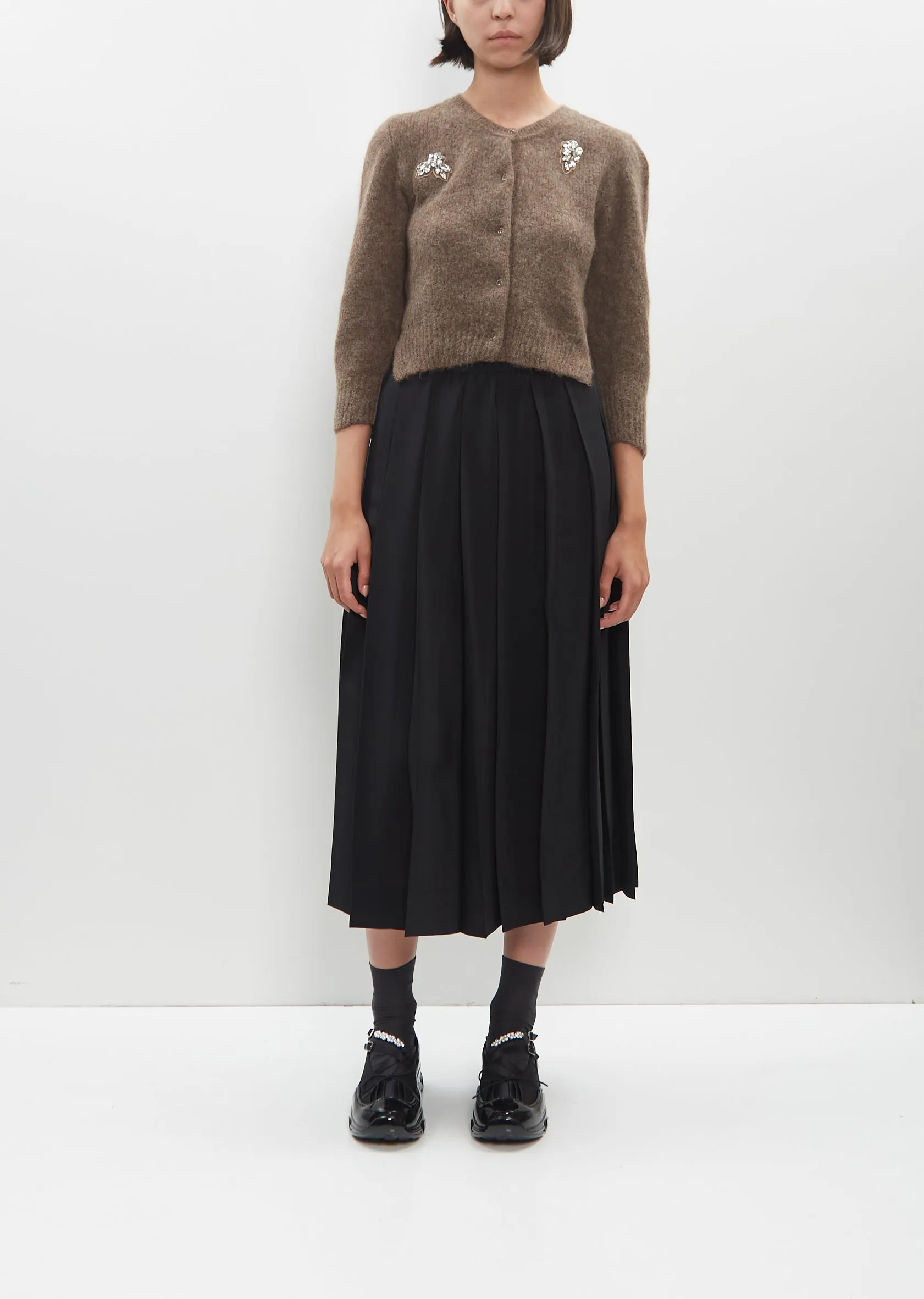 Cropped Alpaca Knit Cardigan