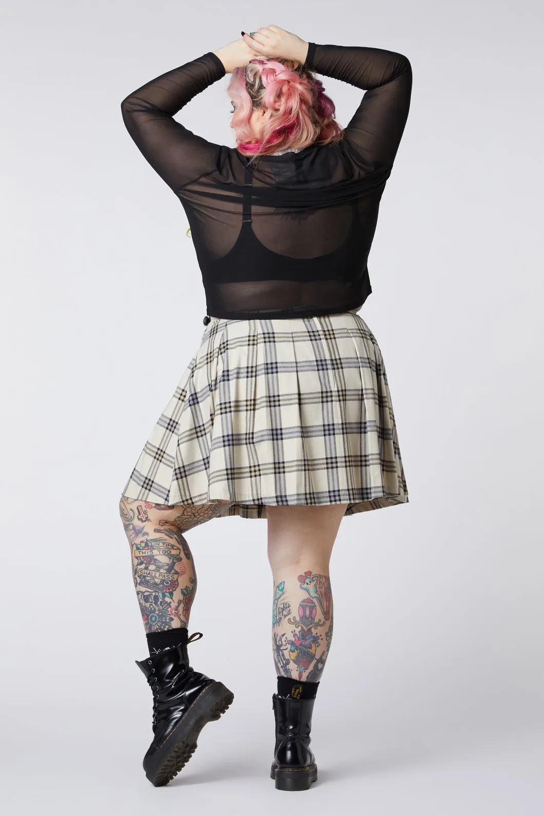 Curve Crescent Tartan Pleat Skirt