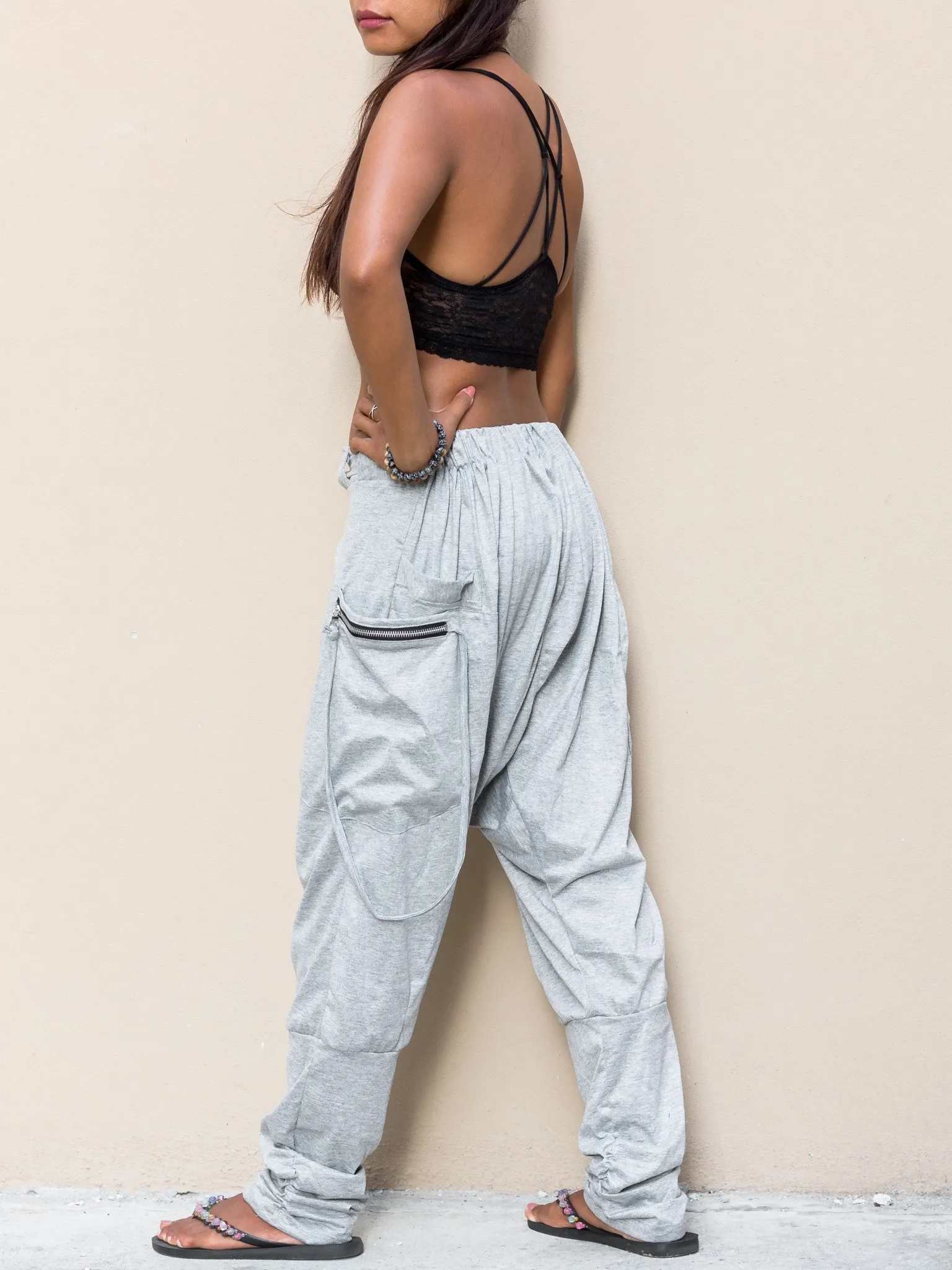 Cyberpunk Harem Pants Women & Men Light Grey