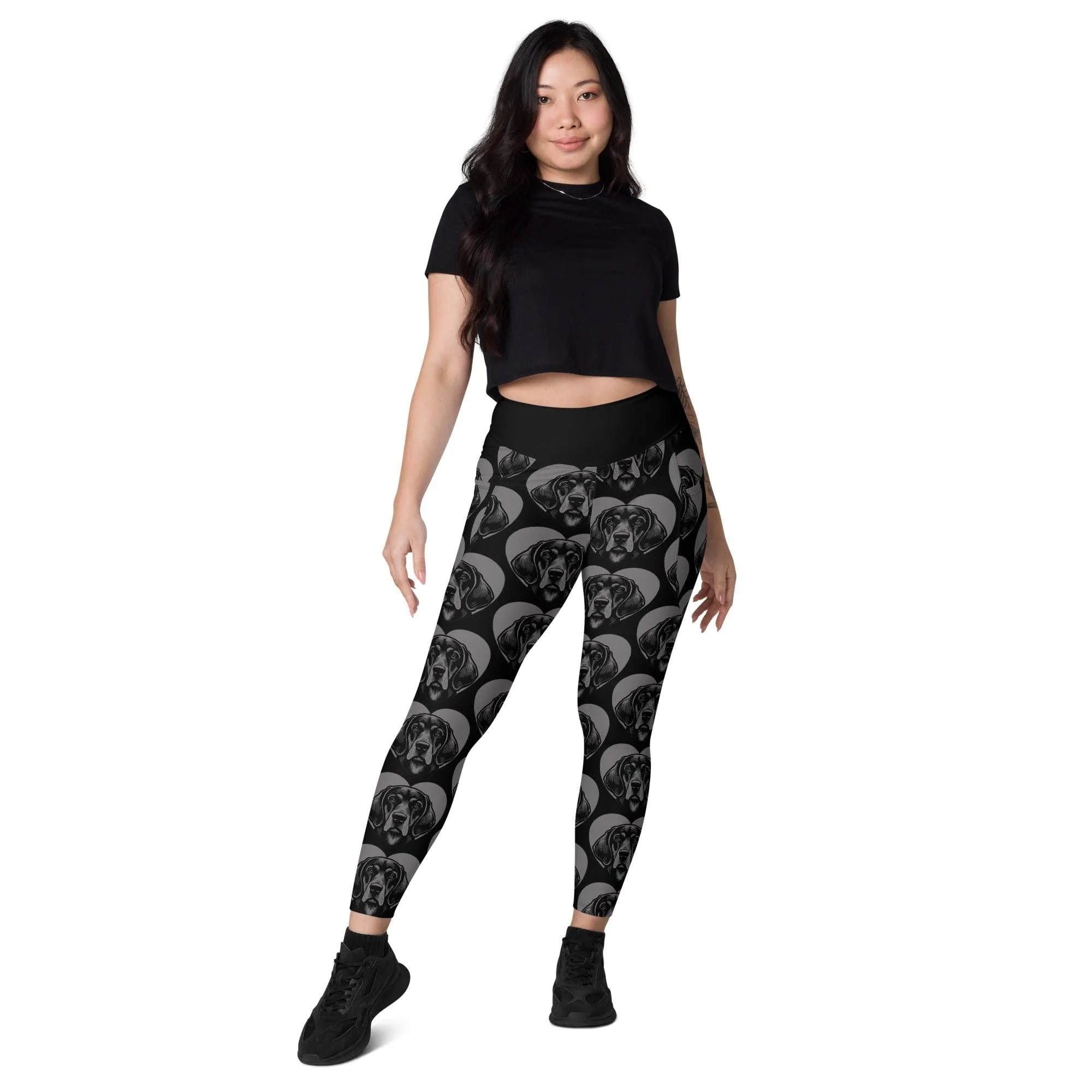 DOG BREED LEGGINGS with pockets - BLUETICK COONHOUND - HERTTAHOUND - grey