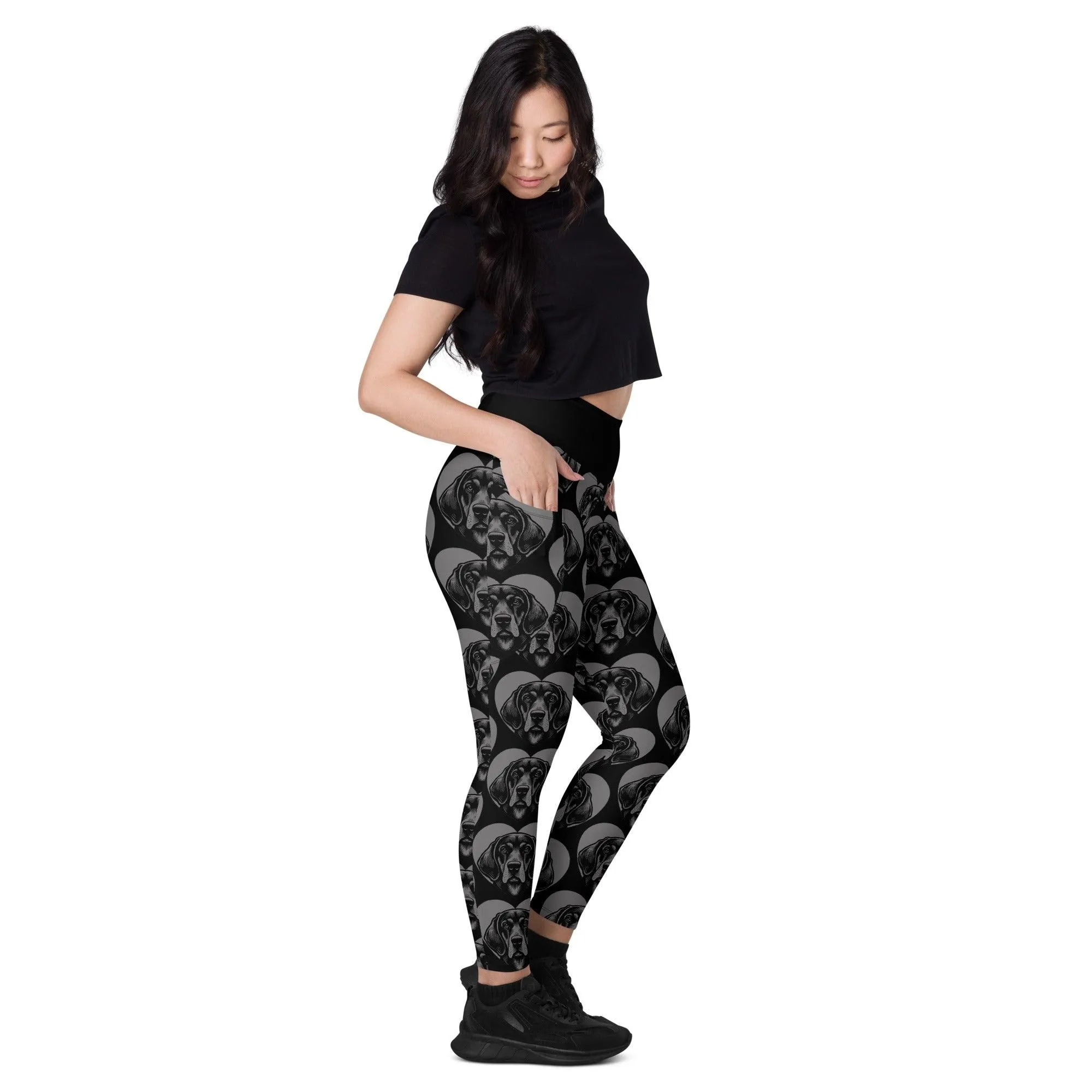 DOG BREED LEGGINGS with pockets - BLUETICK COONHOUND - HERTTAHOUND - grey